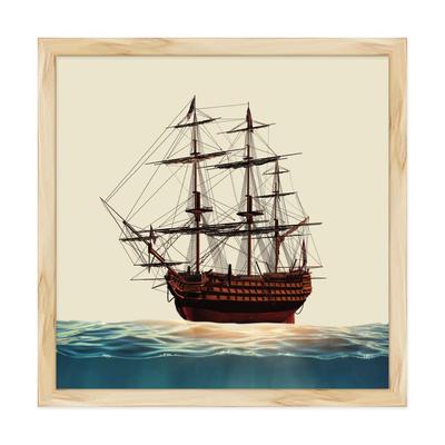 Obraz ścienny w ramie z papieru Vintage Ship, wielokolorowy, abstrakcyjny, 12,5 X 12,5 cala, zestaw 1