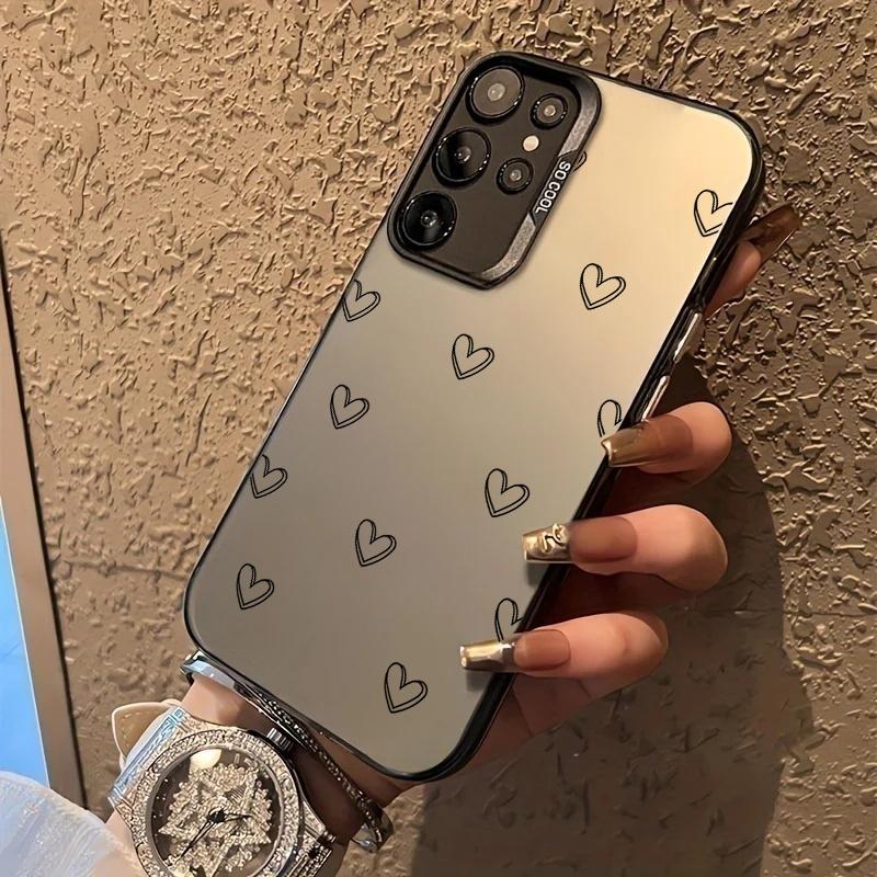 Black Love Heart Hard Case For Samsung Galaxy S26 Ultra S25 FE S24 Plus A57 A37 A17 A16 A06 A07 A56 A36 A26 A15 A35 A54 5G Cover