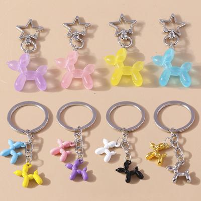 Süßer Harz-Ballon-Hund-Schlüsselanhänger Cartoon-Tier-Schlüsselanhänger für Männer Frauen Auto-Schlüsselhalter Handtaschen-Anhänger Schmuck Geschenk Zubehör