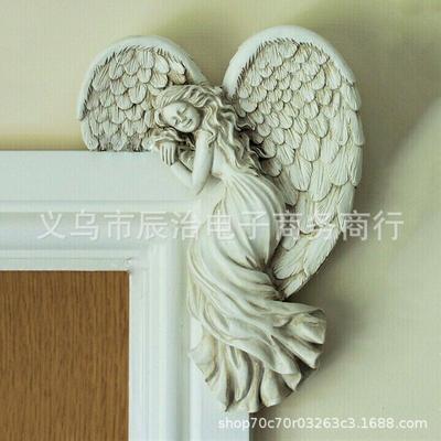 Neue Produkte Türrahmen Engelsflügel Wandkunst Skulptur Ornamente Harz Handwerk Heimdekoration