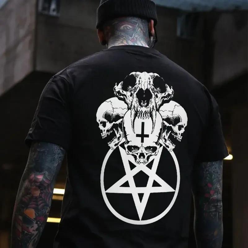 Multifacial Skulls with Star Circle Tshirt Unisex T-Shirt XXXXL