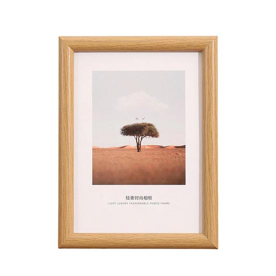 Photo Frame Rectangular Picture Frame for Wall Mounting or Tabletop Display Standing Desktop Wood Photo Frame with Clear Cover