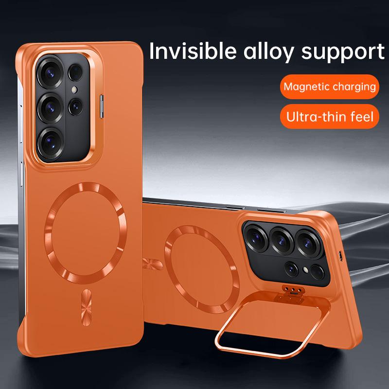 

Ultra Thin Magnetic Frameless Alloy Holder Case for SamSung S26 S25 S24 Ultra Plus S25 S24 FE for Magsafe Shockproof Hard Cover Galaxy S26 Ultra оранжевый