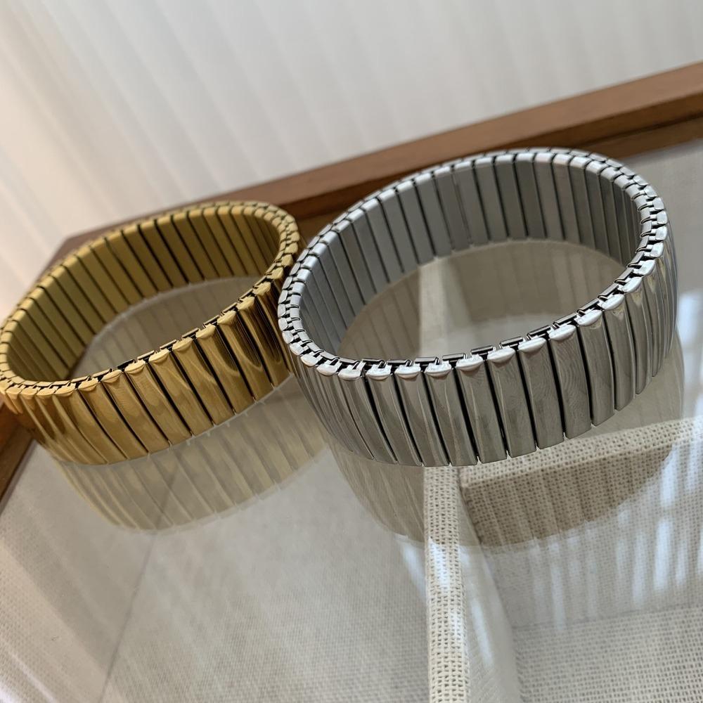 Hip Hop Stretch Uhrenarmband Armband Elastisch Vintage Armreif Titanstahl Handkette Unisex