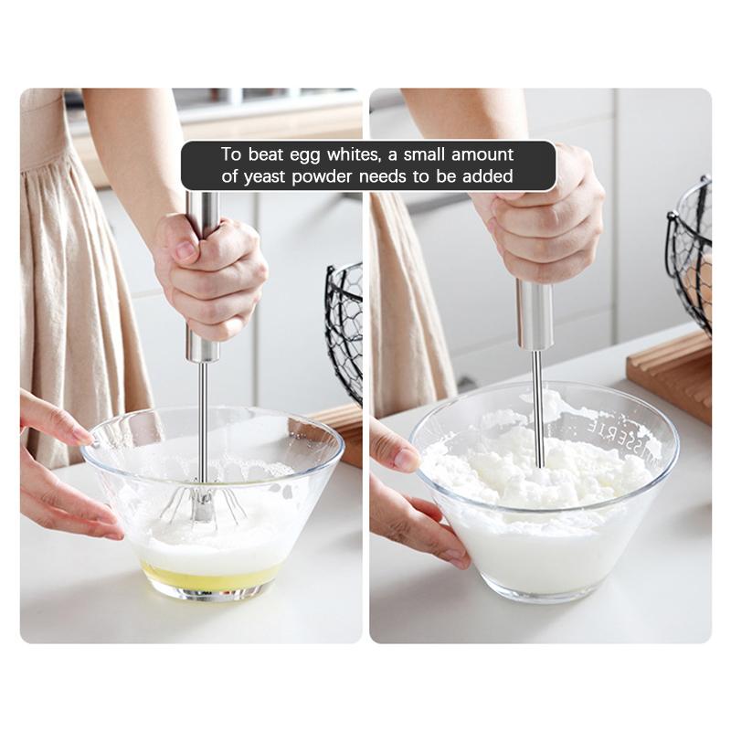 304 Stainless Steel Egg Whisk Semi Automatic Egg Beater Manual Hand Mixer Self Turning Egg Stirrer Kitchen Accessories Egg Tools