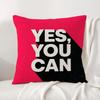 Slogan Yes You Can Cushion Cover Natural Linen Pillowcase Set AllinOne Decor Cushion Cover for Sofa Bedroom Chair