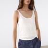 Linen Vest French Style UK Spaghetti Strap Cotton Top Cami Vest Sexy White Large U-Neck Thread Export