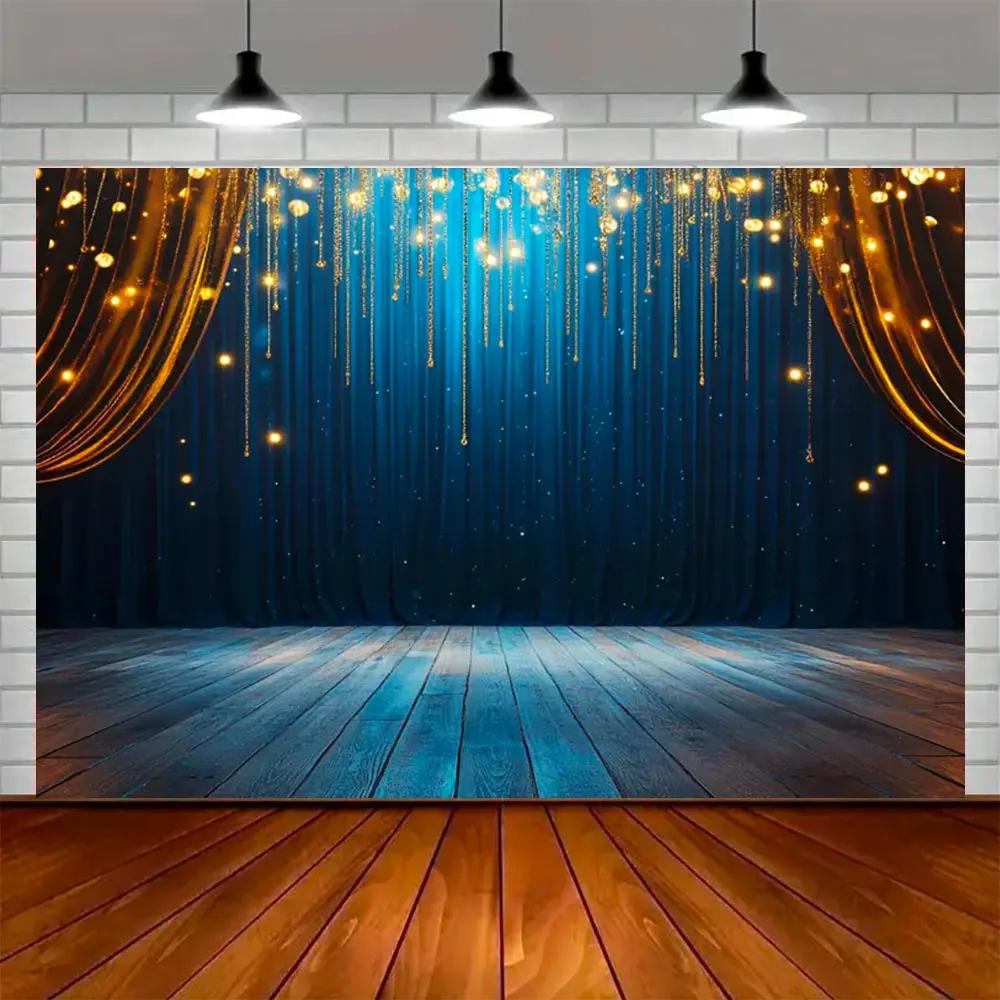 Party Ball Background Golden Glittering Stage Horseracing Sparkling Star Photography Children Birthday Background Decoration