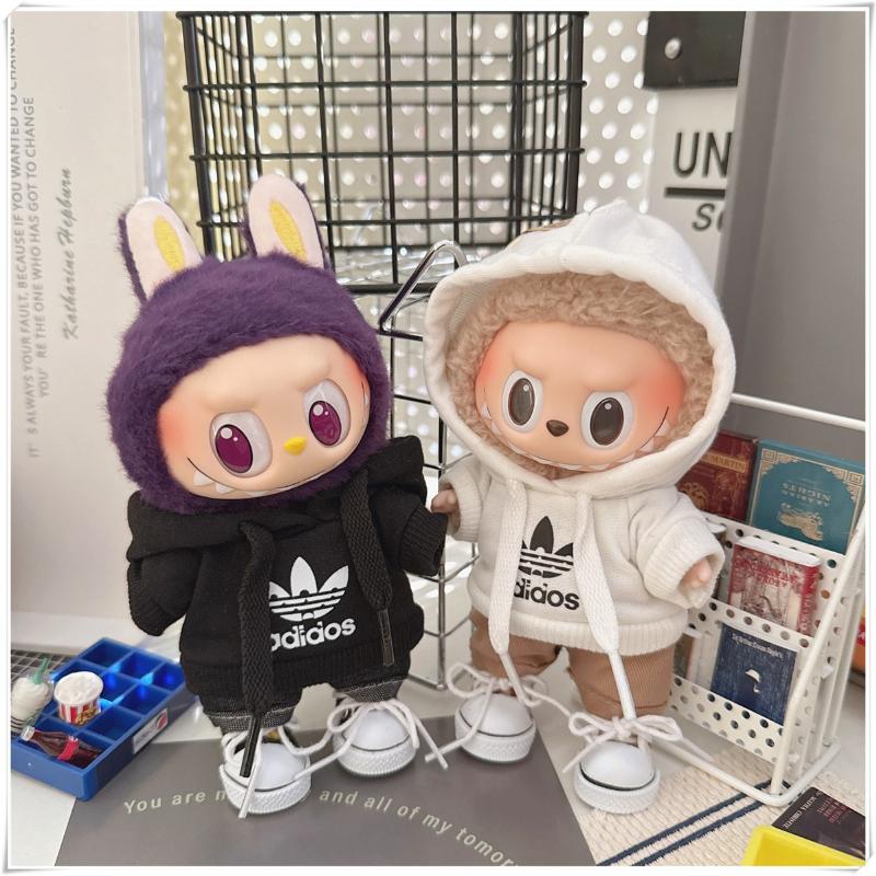 15/17cm Labubu V1 V2 Doll Clothing Fashion Hoodie and Pants Set Korean Idol Trendy DIY Doll Clothing Accessories Toy Gift