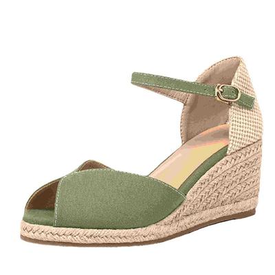 Elegance Canvas Wedges Peep Toe Sandals Shoes Women Espadrilles Heel Pumps Rope Outsole Comfort Csaual Sandals Party