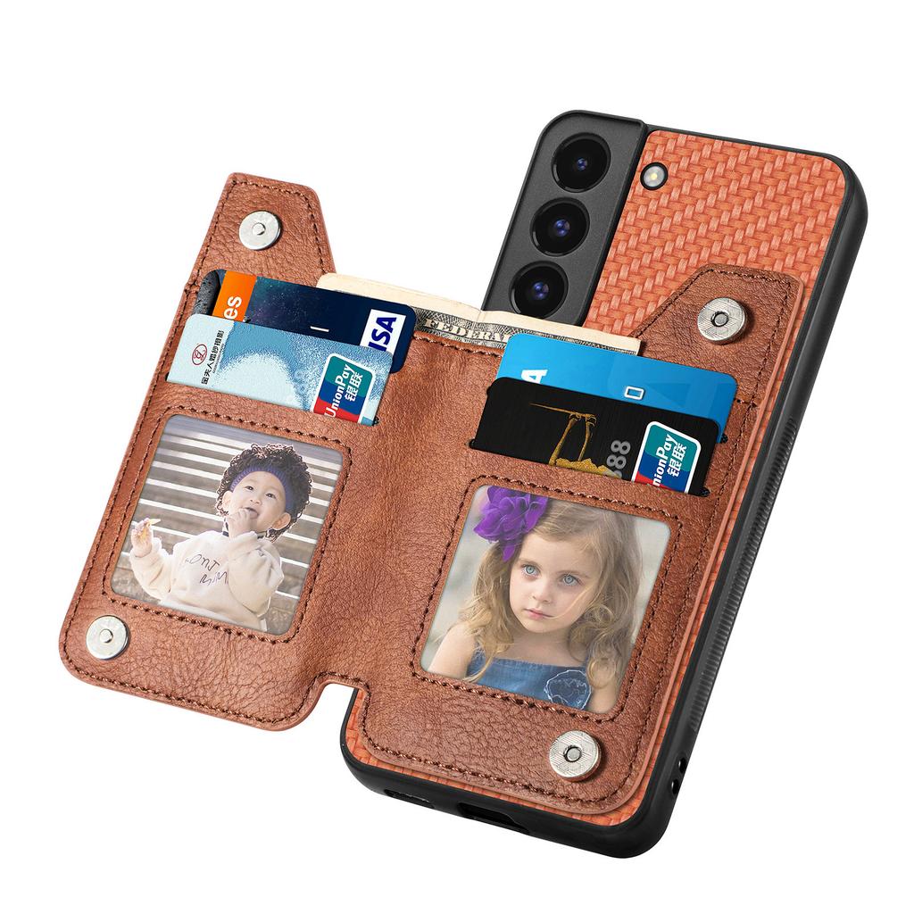 C1-04 For Samsung Galaxy S22+ 5G Case Zipper Wallet Leather Coated PC+TPU Phone Cover