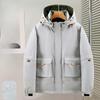 Men's Hooded Rainproof Outdoor Hiking Cold Resistant Winter Jacket Thickened Warm Lightweight Casual Loose Comfortable Cotton Jacket