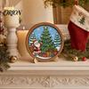 Christmas Gift for Kids Ornament DIY Coloring Kit, Wooden Kit with Stand, Paint Educational Art Supplies Strip And Brushes, Hand-Colored Holiday