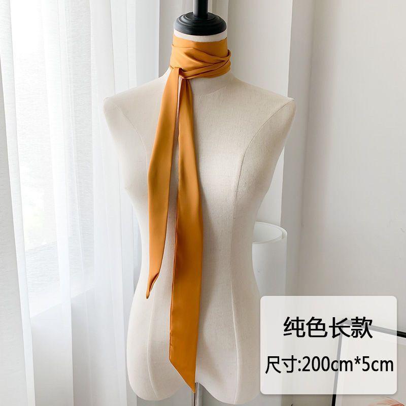 5x200cm Satin Silk Narrow Scarf Neckerchief Solid Neck Scarves Long Silk Thin Scarf Head Neck Hair Band Bag Ribbon Headbands DIY