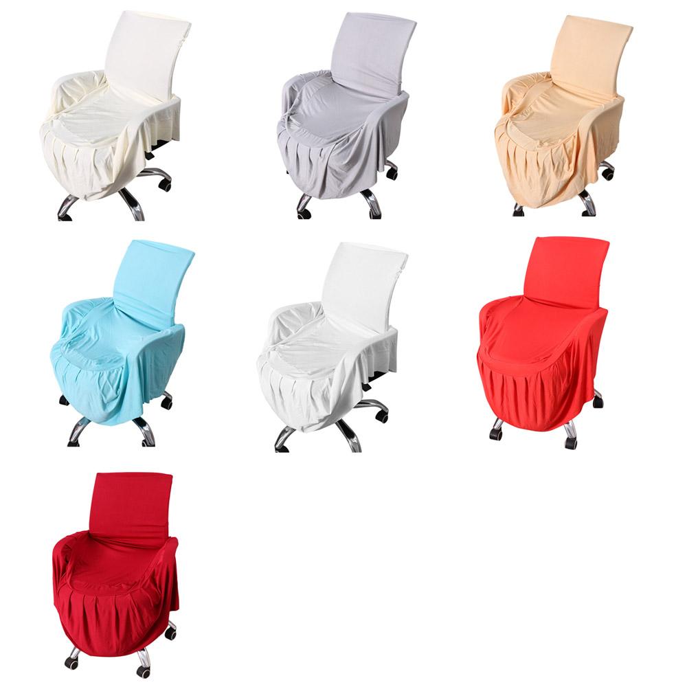 Stretchy Pleated Skirt Chair Covers Solid Color Chair Protective Case Removable Seat Cover  Hotel