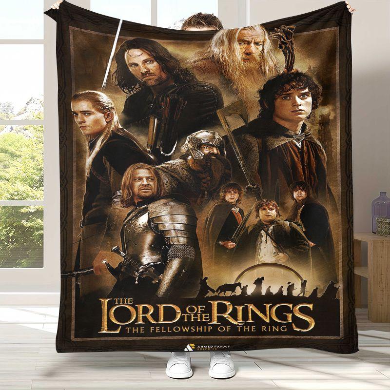 Retro L-Lord of The Rings H-Hobbit Flannel Blanket,Ultra Soft Warm Plush Throw for Home Bedroom Bed Sofa Cover Office Picnic