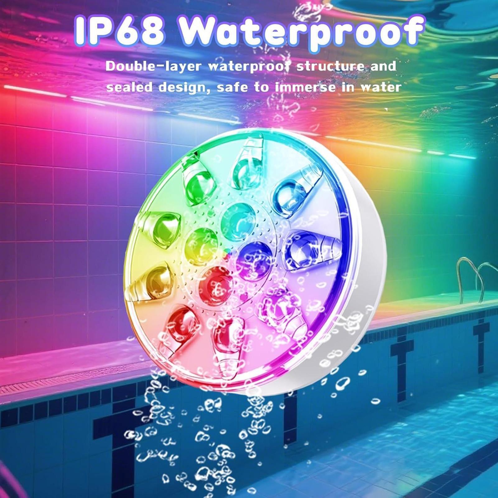 

Swimming Pool Lights Pool Lights Underwater with Remote Control 2 Piece Rechargeable Bulb Lamp Spotlight 16 Colors Waterproof CN