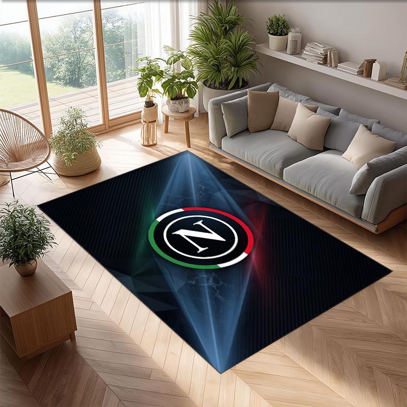 Tappeto Morbido Antiscivolo per Interni con Motivo Calcio Napoli FC Tappetino Decorativo Sportivo per Camera da Letto