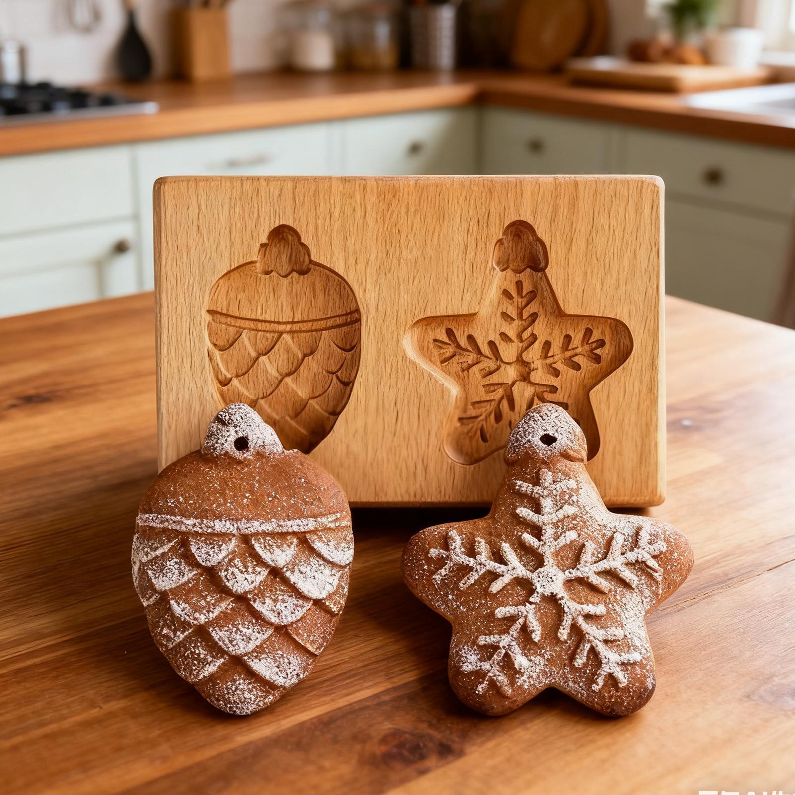 3D Деревянные Формы для Печенья Шишка Снежинка Форма для Тиснения DIY Выпечка Формы для Печенья Рождественские Формы для Пряничного Печенья China Mainland