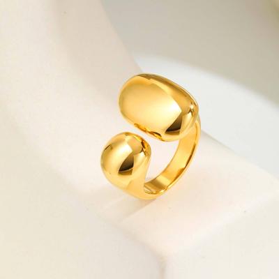 Asymmetrische Geometrische Offene Ringe für Damen, Auffällige Dicke Goldplattierte Schicke Persönlichkeit Chunky Ringe Schmuck Edelstahl