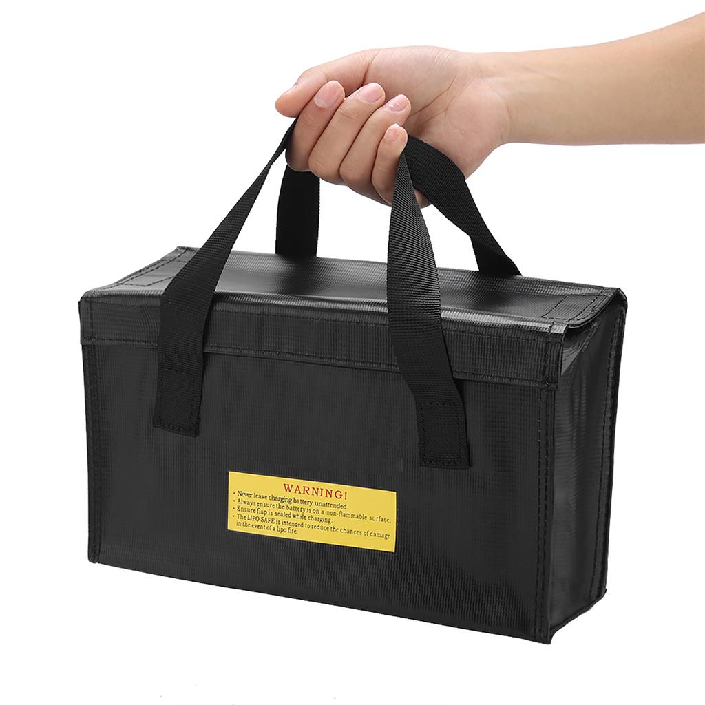 Explosionproof Lipo Battery Safe Bag Large Space Charging Batteries Storage Bags(Black)