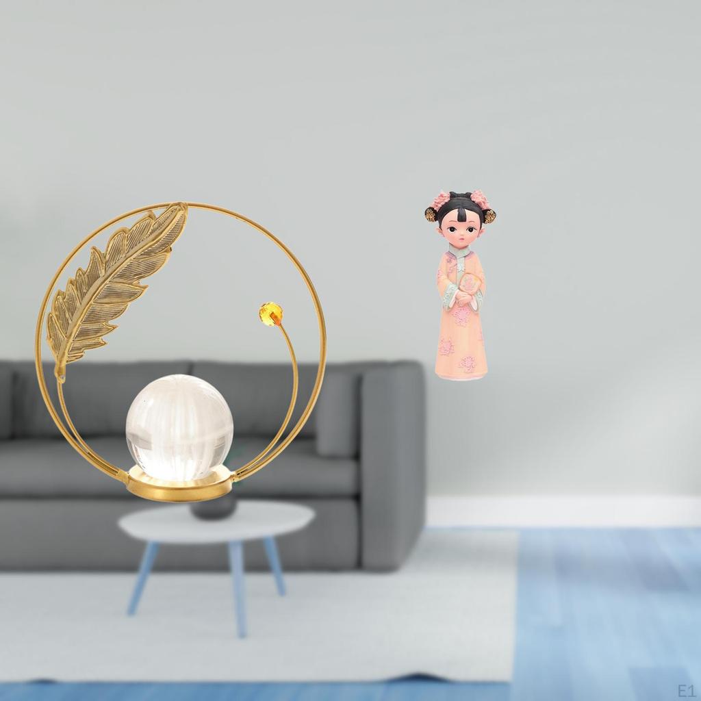 Crystal Ball Metal Figurine Sculpture Stand Indoor Ornament Statue for Hallway Fireplace Bedroom