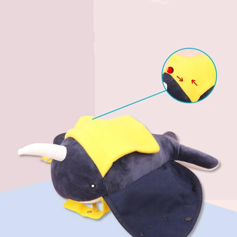 Narwhal Simulation Blue Plush Stuffed Toy Button Clothes Animal Doll Gift Kid