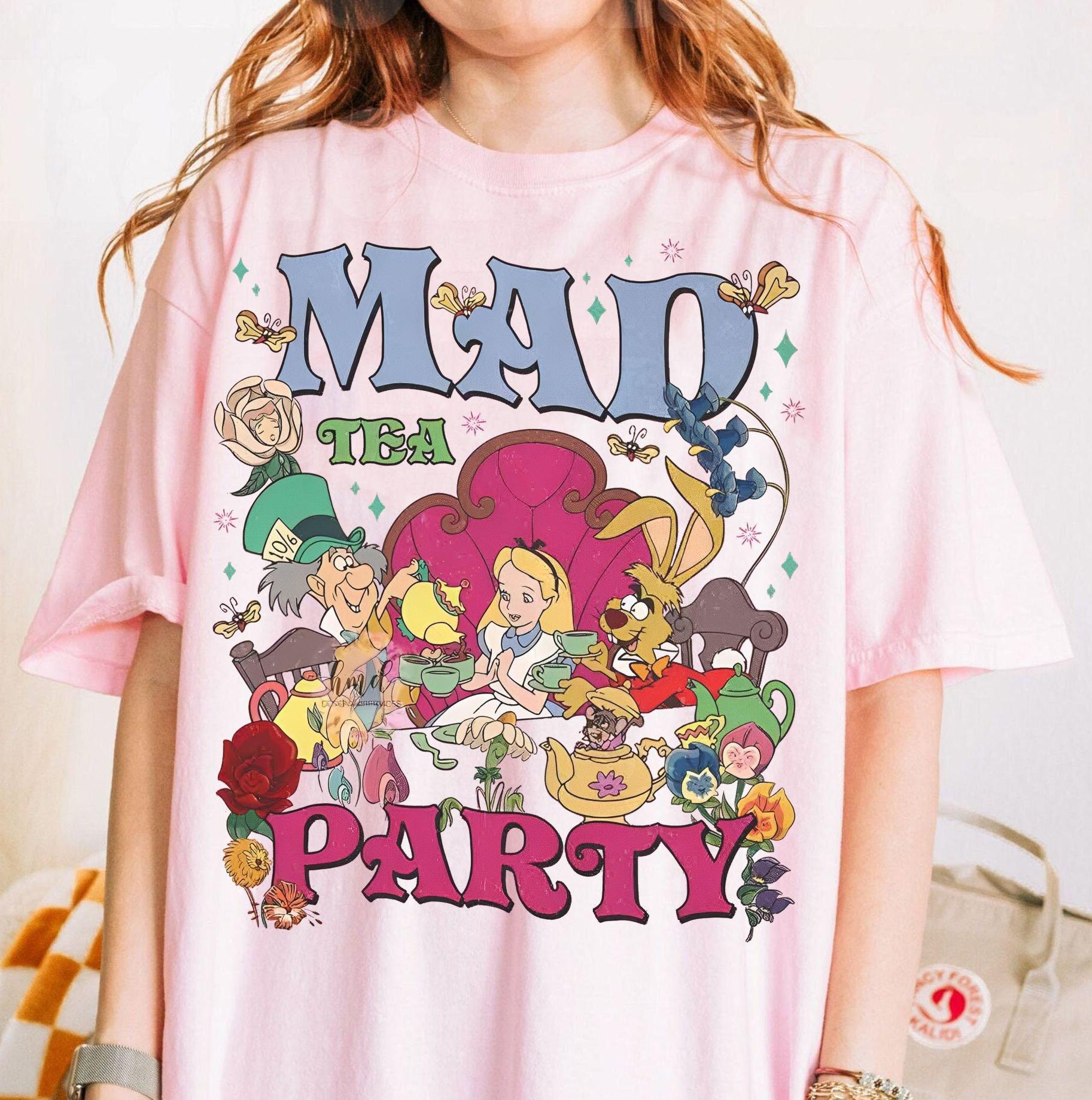 Alices Adventures in Wonderland Crazy Tea Party Shirt for All Seasons Unisex and Women Casual Fashion Tshirt S