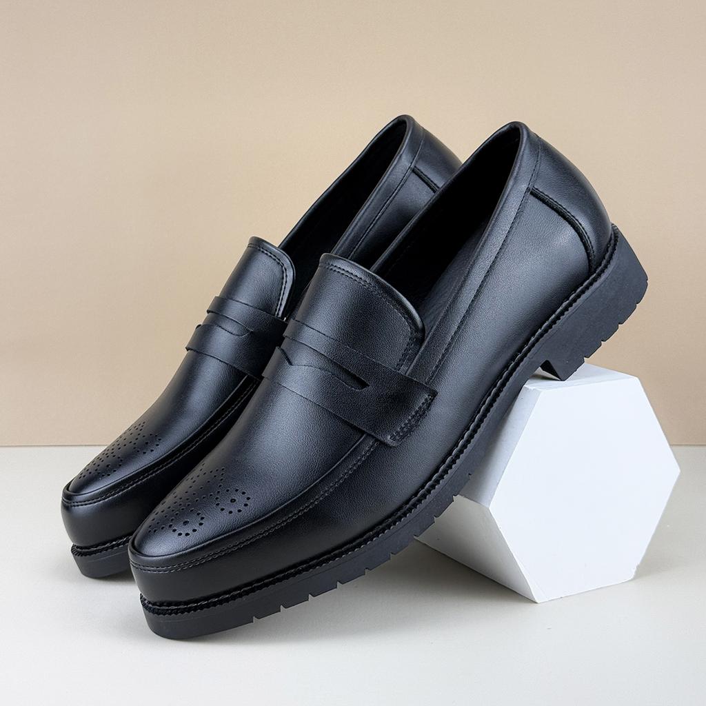 Men's Formal Leather Shoes British Style Oxford Loafers Round Toe Breathable N-Slip Business Dress Wedding Office Casual Shos
