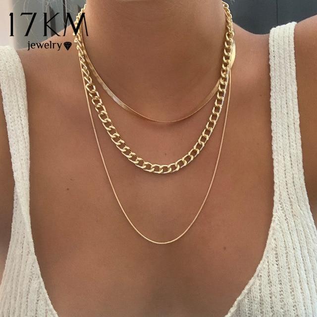 17 km Stylové Stylové Asymetrické Zámek Náhrdelníky Twist Zlatá Barva Tón Barvy Robustní Tlustý Dámský Zámek Choker Řetěz Náhrdelníky Sběr Sběr