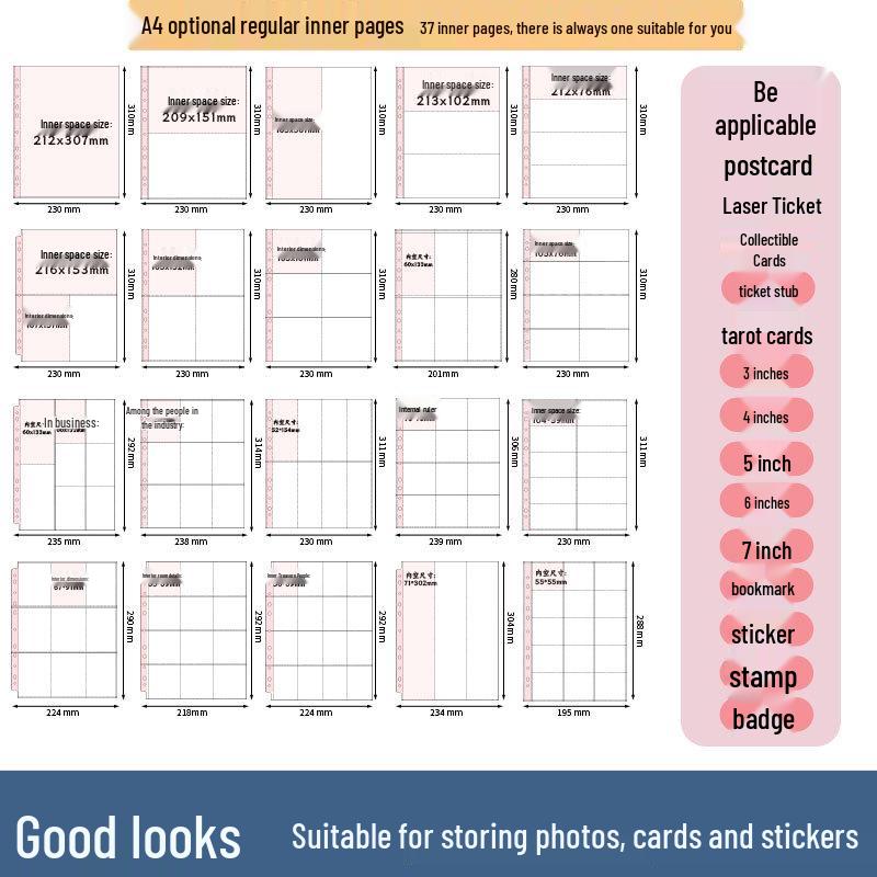 Light & Night 4-Pocket Card Album: Fits 6-Inch Polaroid & A4 Cards, High-Transparency Pages