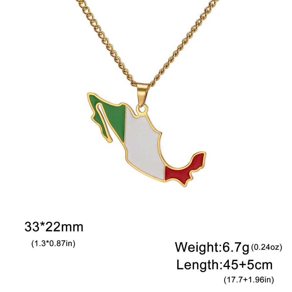 Drip Oil Mexiko Karte Halskette Für Frauen Edelstahl Gold Silber Farbe Anhänger Mode Mexikanische Flagge Anhänger Schmuck Geschenk