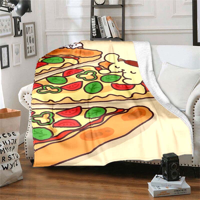 Manta de franela con estampado de PomPompurin, una manta para la siesta, cálida, cómoda y suave, adecuada para sofás, camas, etc.