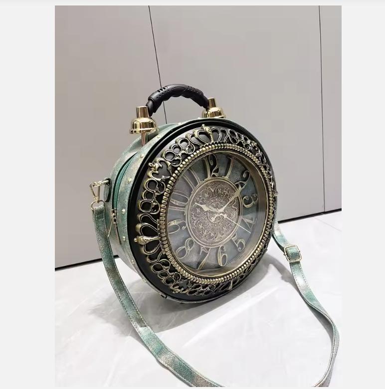 Luxury Designer Purses and Handbags Shoulder Bags funny clock-shaped bag funny Women's round bag pu leather Woman's bag
