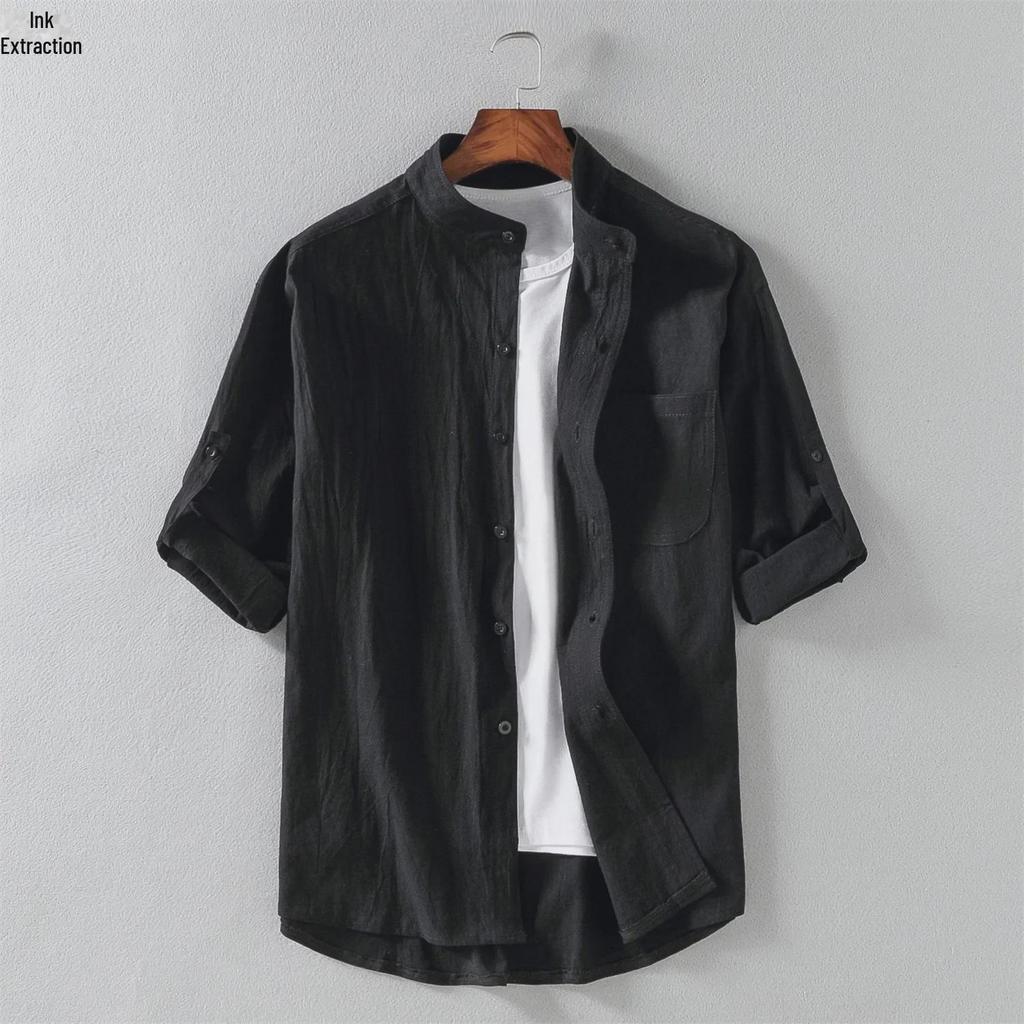 Men's Casual Cotton Linen Short-Sleeve Shirt - Summer Loose Fit Top