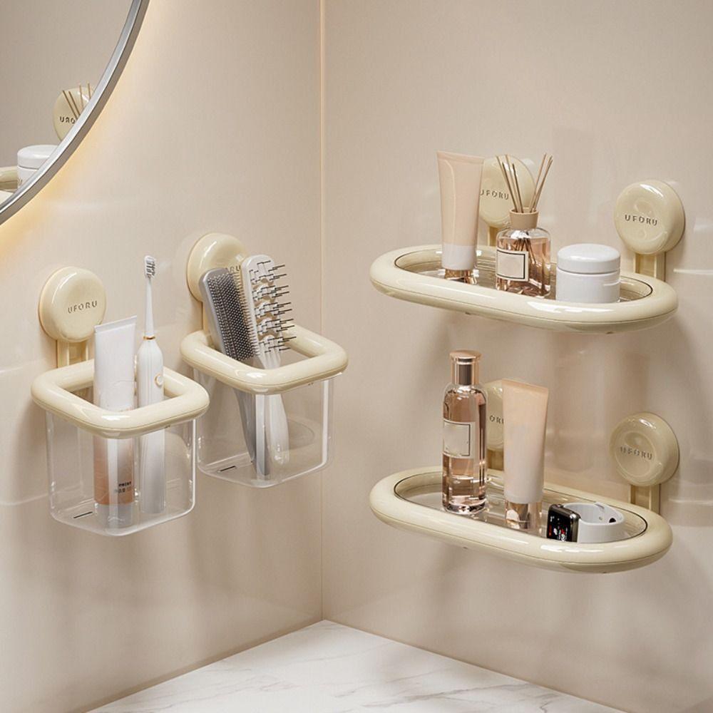 Multi-Functional Toothbrush Storage Rack Plastic Bathroom Shelf Storage Box  Bathroom
