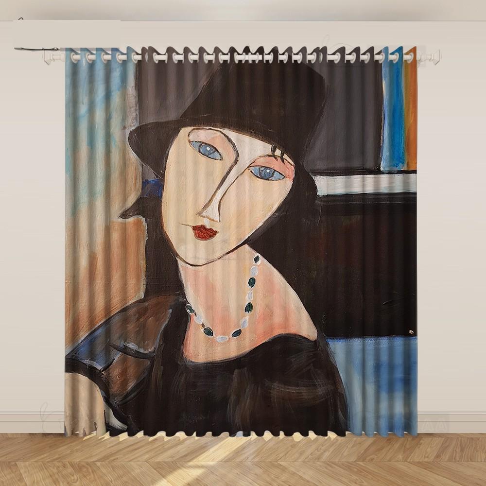 2KS Modigliani Portrét Mistrovské Malby Závěs Umělec V Pracovním Studiu Moderní Nika Severský Závěs do Obývacího Pokoje cortinas