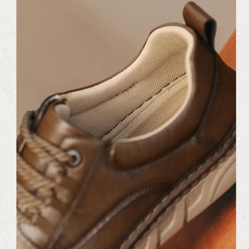 Non-slip Mens Leather Business Shoes Solid Color Man Sneakers Stylish Walking Shoes Trainers Comfortable Treking Footwear Flats