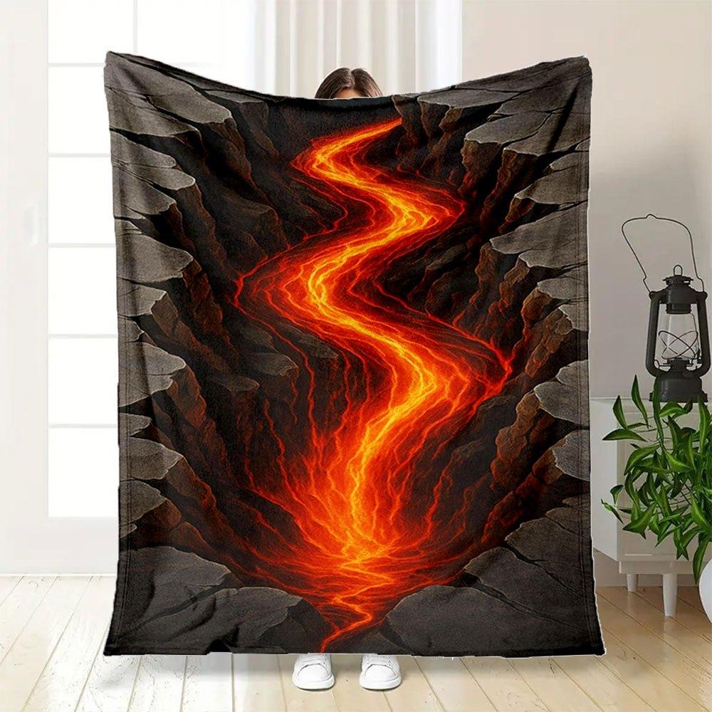 Volcanic Lava Flow Wall Art PrintBlanket Flannel Throw Blanket for Sofa, Bed, Travel, Camping, Office, Couch, Chair, And Bed Gift for Christ
