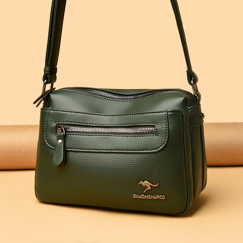 Fashionable Women's Leather Crossbody Bag, Elegant Shoulder Bag, Women's Large Capacity Crossbody Bag, Retro Shoulder Bag, Multi Pocket Shoulder Bag