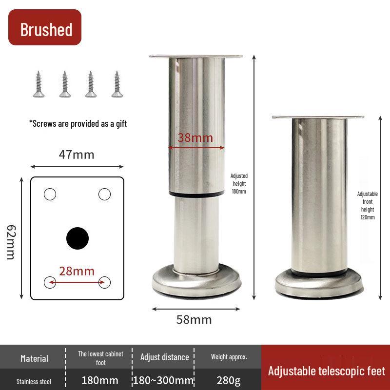 Adjustable Stainless Steel Furniture Legs for Cabinets and Tables