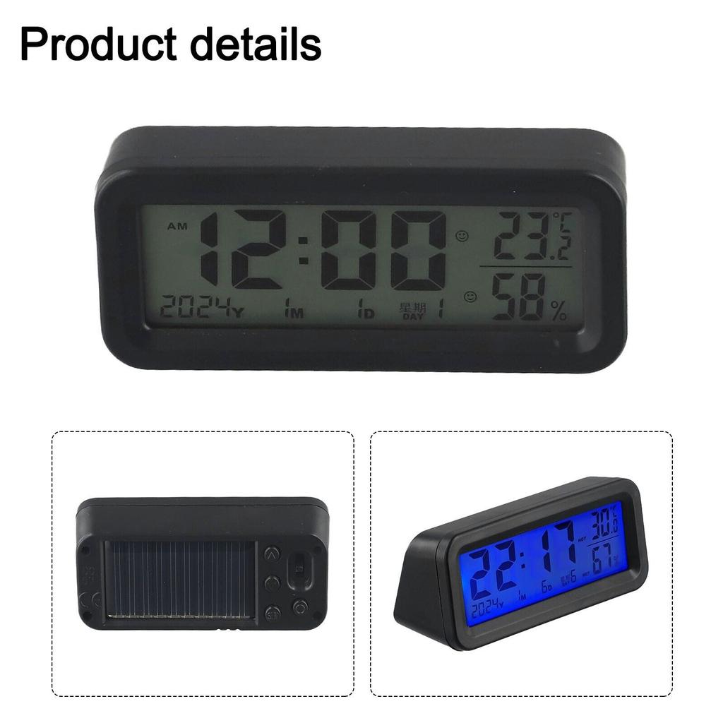 Multi-Color Digital Car Clock Thermometer - LCD Temperature Humidity Gauge with Suction Mount S78