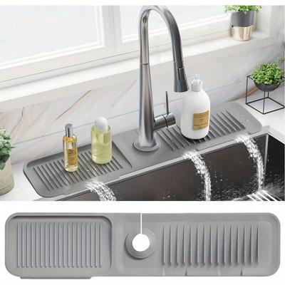 Silicone Faucet Mat | Kitchen Sink Splash Guard Behind Faucet Protector Draining Mat for Sink Area Durable and Non-Slip Design