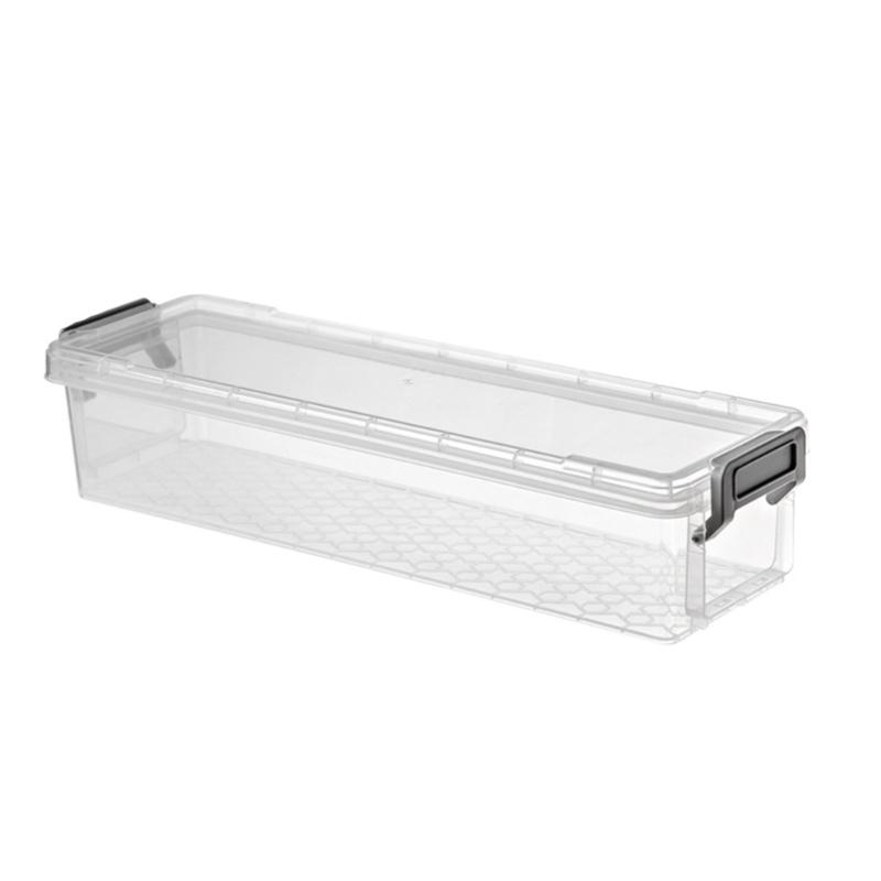 Stackable Storage Box Clear Desktop Organizer Plastic Storage Bins with Lids Office Supplies for Toys Snacks