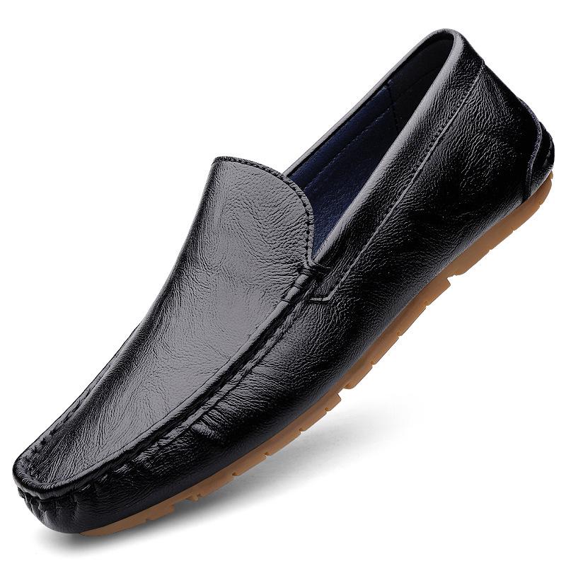 Men's Large Cowhide Leather Slip-On Driving Moccasins - Casual Spring Loafers