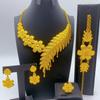 Gioielli Placcati Oro Africani Set di Gioielli Quattro Pezzi Collana Bracciale Orecchini Anello per Donne Arabe Indiane