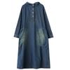 DIMANAF Women 2025 New Plus Size Spring Dress Hoodies Denim Long Sleeve Dress Loose Blue Basic Dresses Vintage