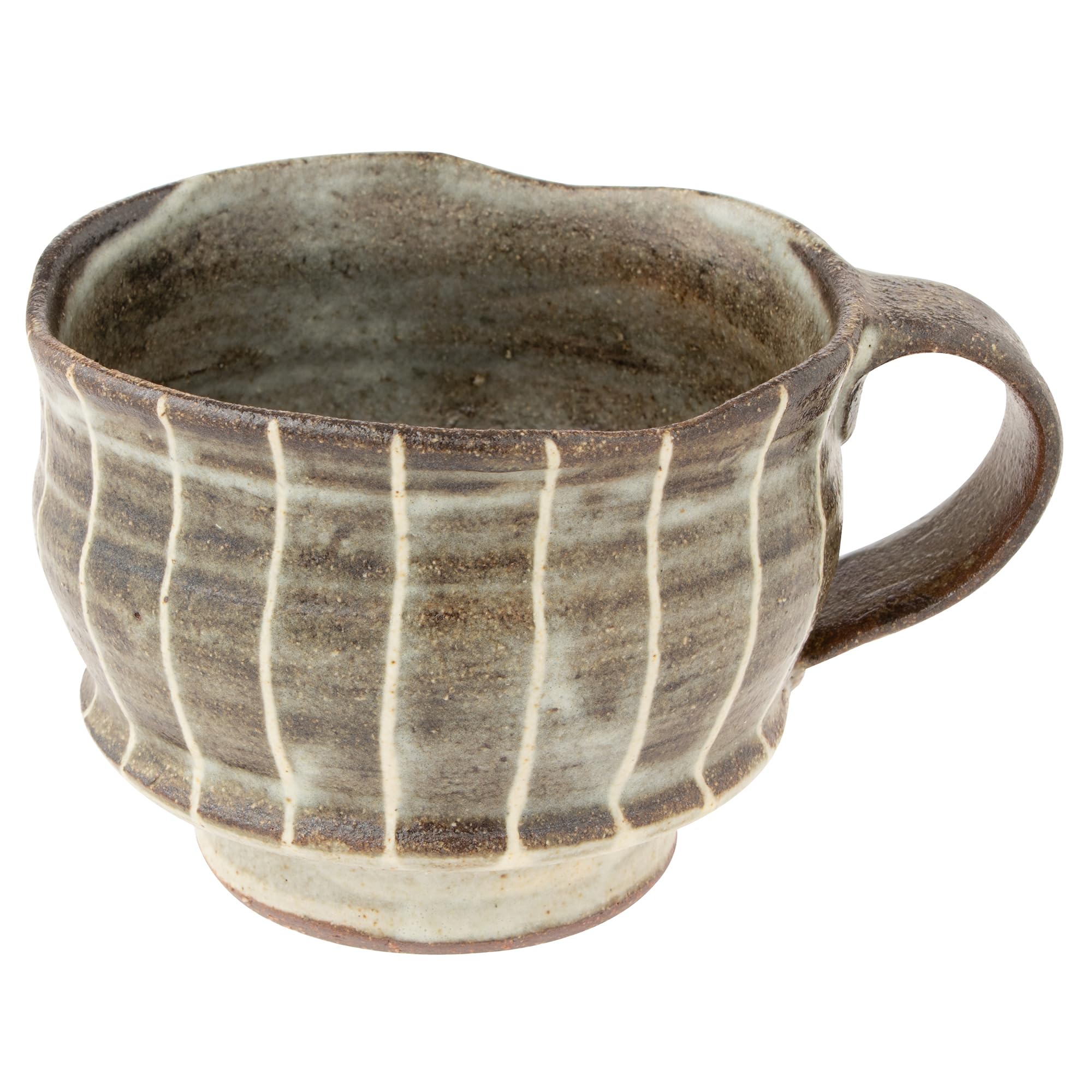 Кружка-хэтимон из керамики Сигараки Marui Seito, прибл.. Объем 320 мл, Тэцусэн Итирэн (Восходящая линия) Черный, MR-3-4474