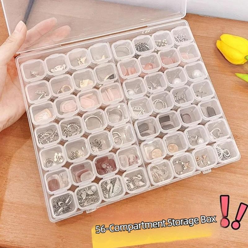 Clear Jewelry Storage Box with Lid, Compartment Case for Rings Earrings and Pendants, Vanity Display and Dresser Use