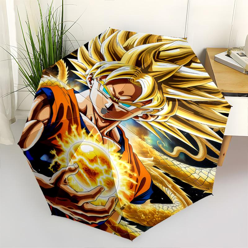 1 Pezzo Ombrello Pieghevole Automatico - Modello Dragon Ball Super Design Pieghevole Portatile Con 8 Stecche Regali di Natale Compleanno